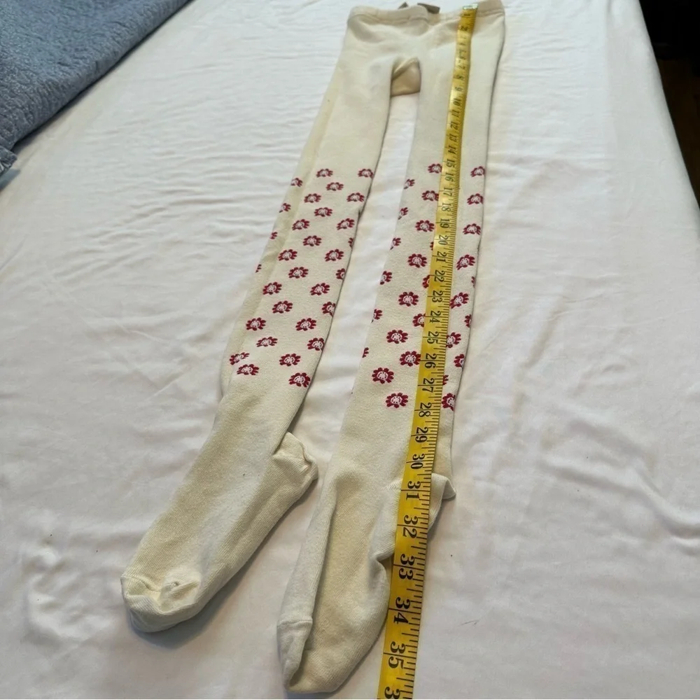 Lands End Daisy Tights Cotton & Polyester Thick Size M 10-12
